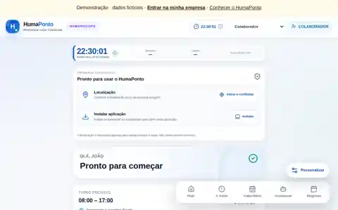 Captura real da página de demonstração do HumaPonto